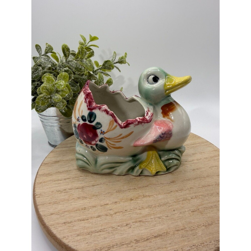 Vintage Duck Egg Planter Kitsch Anthropomorphic Japan